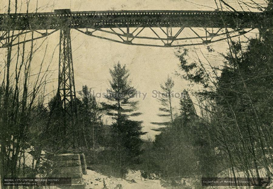 Postcard: Road and Brook Trestle, near Glen, Marlboro, New Hampshire